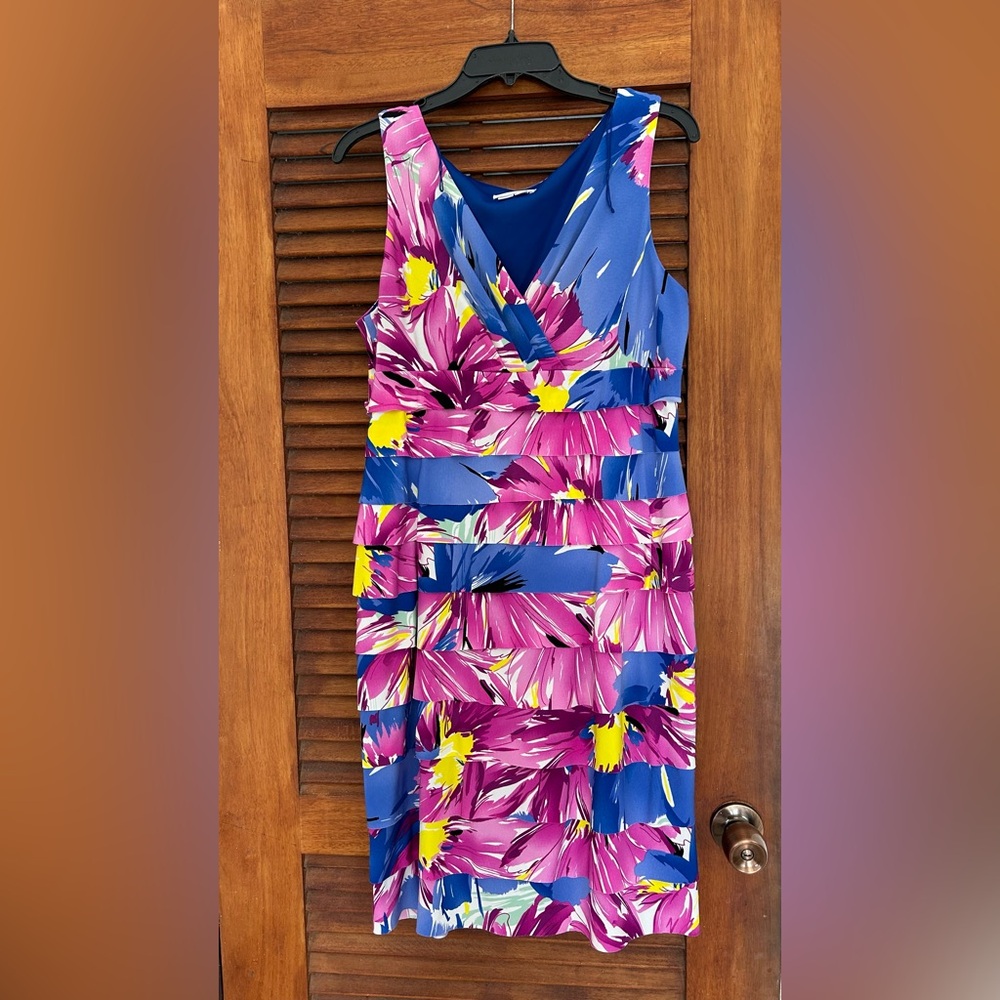 LONDON TIMES PETITES Floral Boho Mini Dress Size 14P